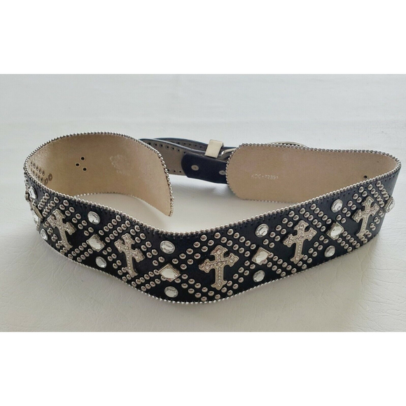 KATYDID  Rhinestone Western Cowgirl Leather Cross STUD BELT Rodeo Small